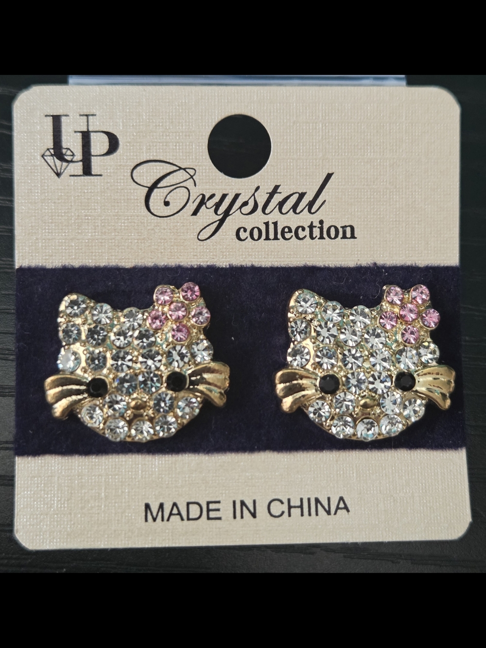 Pink & Clear Cat Face Stud Earrings